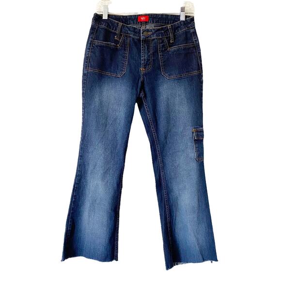 Vintage Mossimo Womens Size 7 Blue Denim Frayed Hem Y2K Jeans - Picture 1 of 7